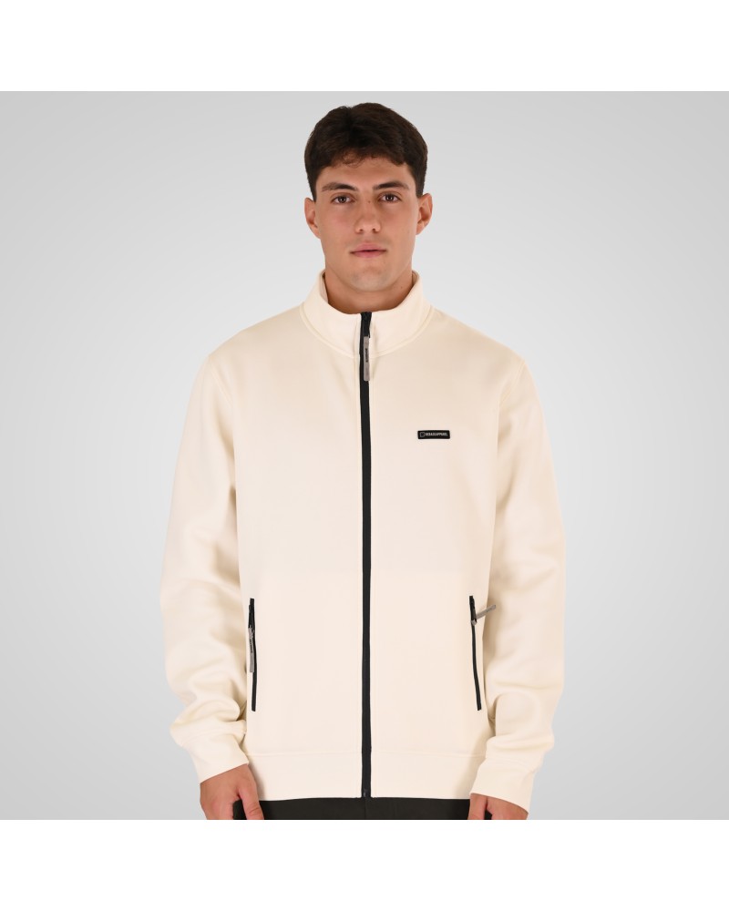 REBASE 262.RTOP-1123 POLAR WHITE FULL-ZIP WITH STAND-UP COLLAR AND ZIPPER POCKETS (INTERLOCK)