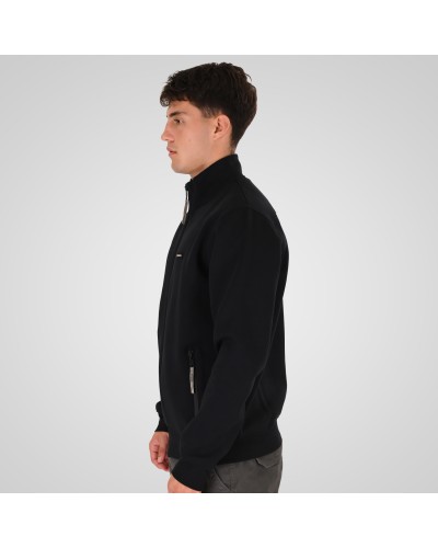 REBASE 262.RTOP-1123 BLACK FULL-ZIP WITH STAND-UP COLLAR AND ZIPPER POCKETS (INTERLOCK)