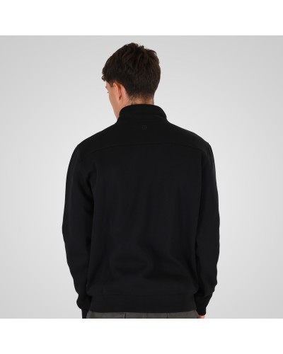 REBASE 262.RTOP-1123 BLACK FULL-ZIP WITH STAND-UP COLLAR AND ZIPPER POCKETS (INTERLOCK)