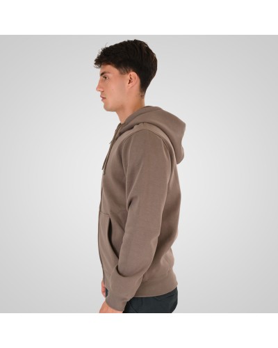 REBASE 262.RTOP-1122 TAUPE HOODIE FULL-ZIP WITH HIGH DENSITY PRINT (BRUSHED FLEECE)
