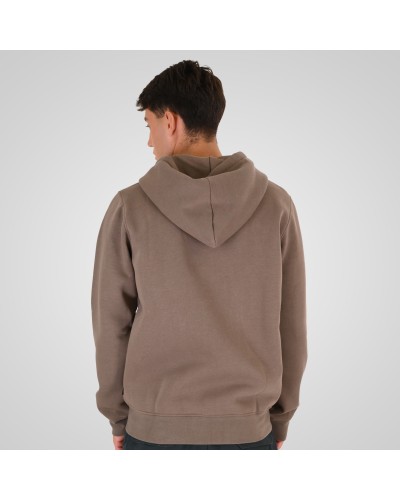 REBASE 262.RTOP-1122 TAUPE HOODIE FULL-ZIP WITH HIGH DENSITY PRINT (BRUSHED FLEECE)