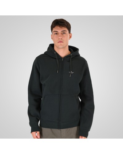 REBASE 262.RTOP-1122 FOREST  GREENHOODIE FULL-ZIP WITH HIGH DENSITY PRINT (BRUSHED FLEECE)