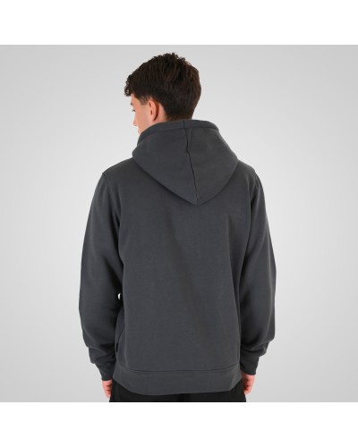 REBASE 262.RTOP-1122 ANTHRACITE HOODIE FULL-ZIP WITH HIGH DENSITY PRINT (BRUSHED FLEECE)
