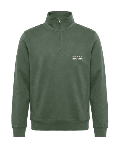 FUNKY BUDDHA HALF ZIP FBM014-005-06 GREEN STORM
