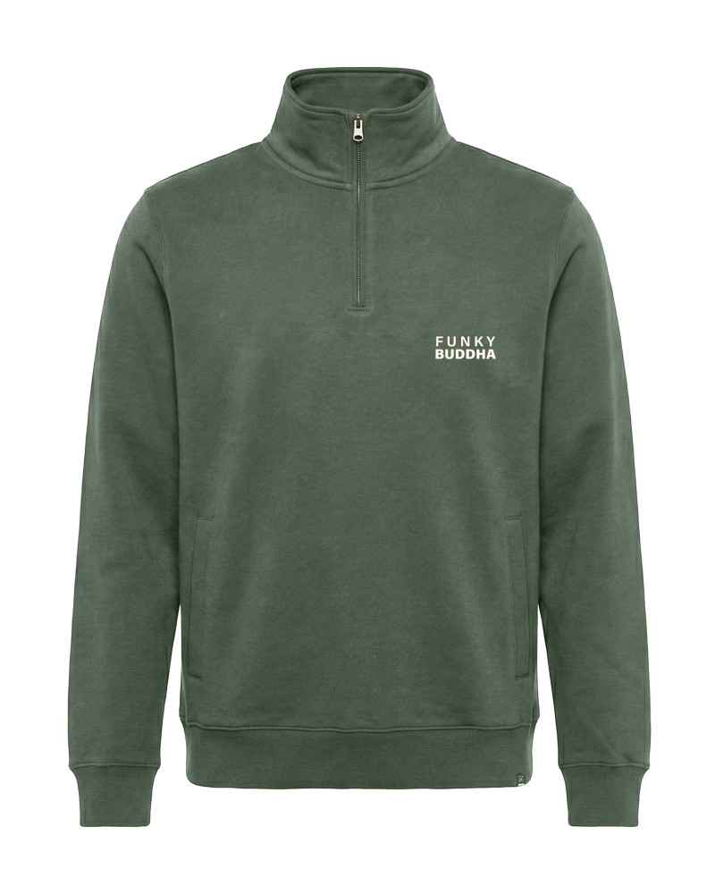 FUNKY BUDDHA HALF ZIP FBM014-005-06 GREEN STORM