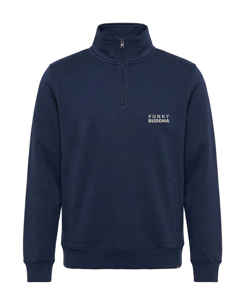 FUNKY BUDDHA HALF ZIP FBM014-005-06 NAVY