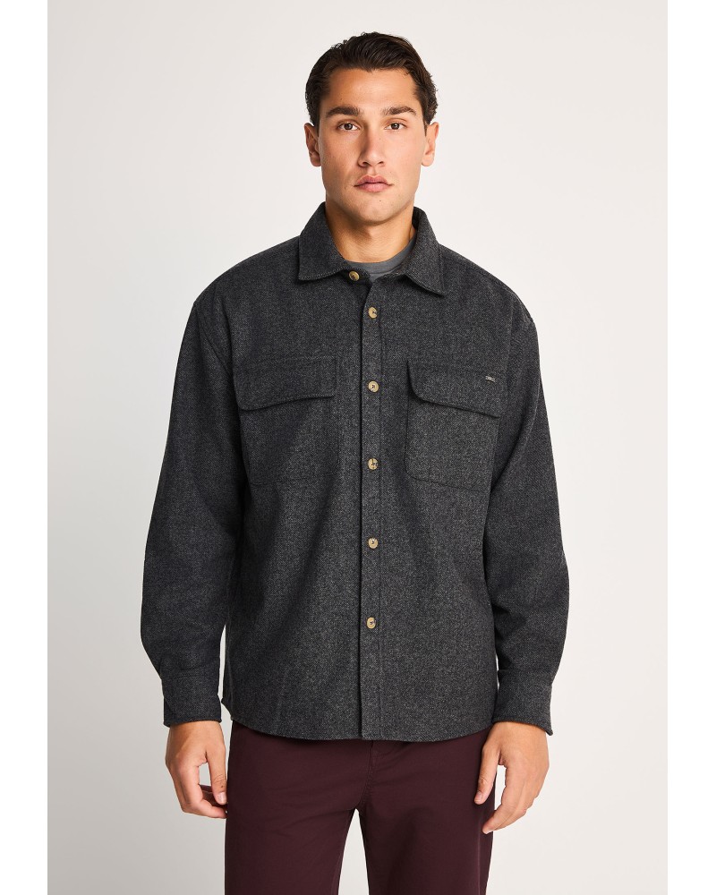 FUNKY BUDDHA OVERSHIRT FBM014-010-05 ANTHRACITE