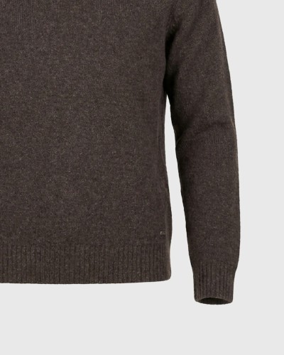 FUNKY BUDDHA HALF-ZIP KNIT FBM014-050-09 BROWN MEL