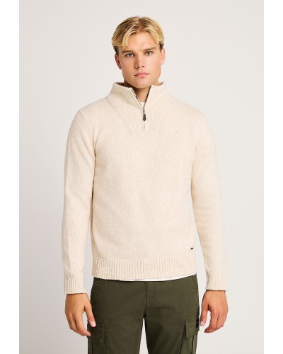 FUNKY HALF-ZIP KNIT FBM014-050-09 FOG MEL