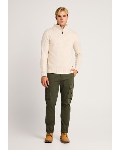 FUNKY HALF-ZIP KNIT FBM014-050-09 FOG MEL