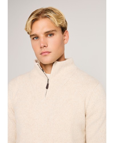 FUNKY HALF-ZIP KNIT FBM014-050-09 FOG MEL