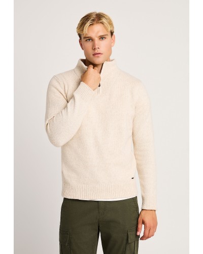 FUNKY HALF-ZIP KNIT FBM014-050-09 FOG MEL