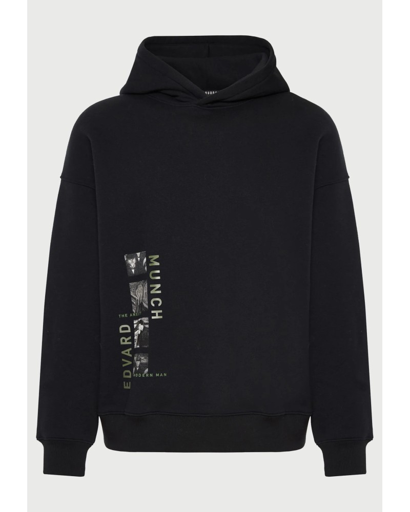 Φούτερ με κουκούλα relaxed fit The Anxiety - FUNKY BUDDHA x apoh London FBU014-612-06 BLACK