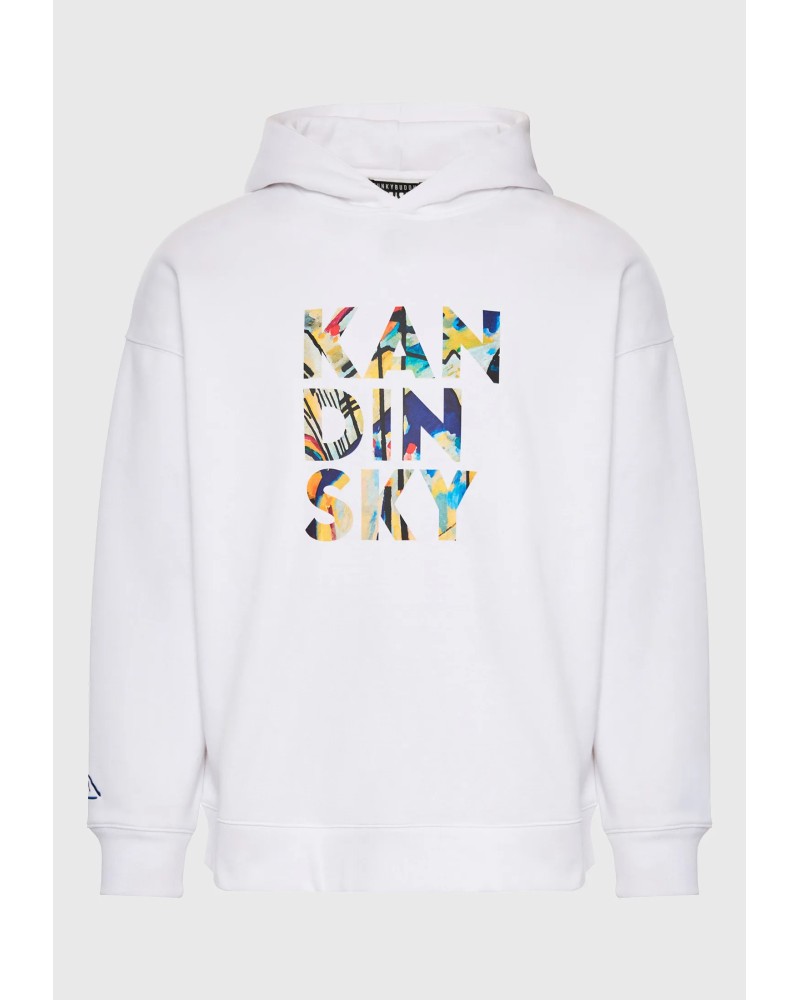 Φούτερ relaxed fit με κουκούλα Kandinsky - FUNKY BUDDHA x apoh London FBU014-605-06 WHITE