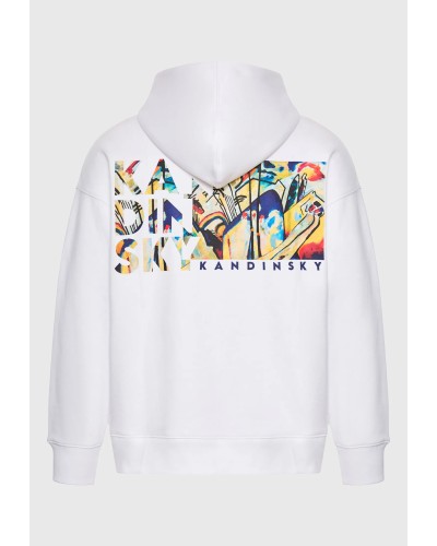 Φούτερ relaxed fit με κουκούλα Kandinsky - FUNKY BUDDHA x apoh London FBU014-605-06 WHITE