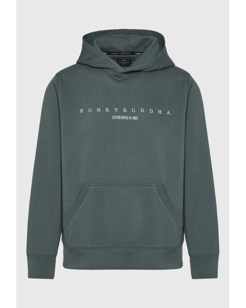FUNKY BUDDHA HOODIE FBM014-009-06 GREEN STORM
