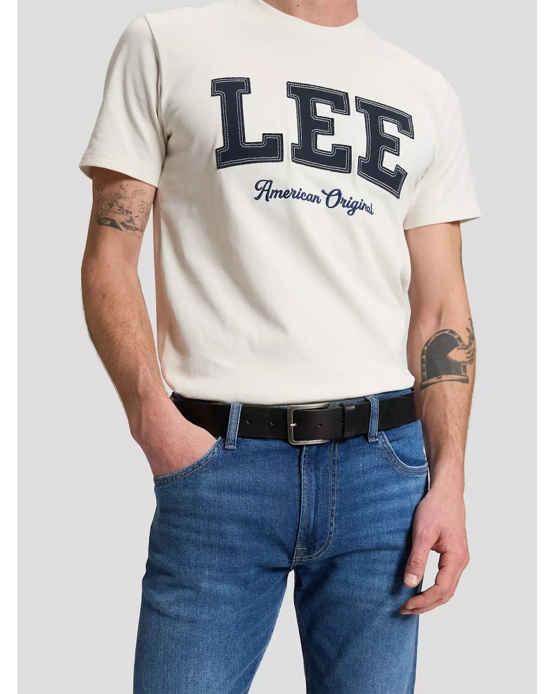 LEE	 EMBOSSED LOGO BELT 	BLACK
