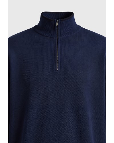 FUNKY BUDDHA HALF ZIP KNIT FBM014-017-09 NAVY