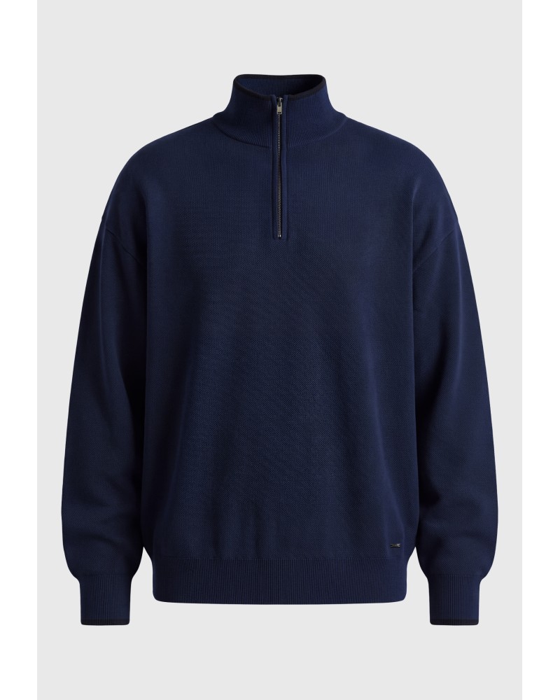 FUNKY BUDDHA HALF ZIP KNIT FBM014-017-09 NAVY