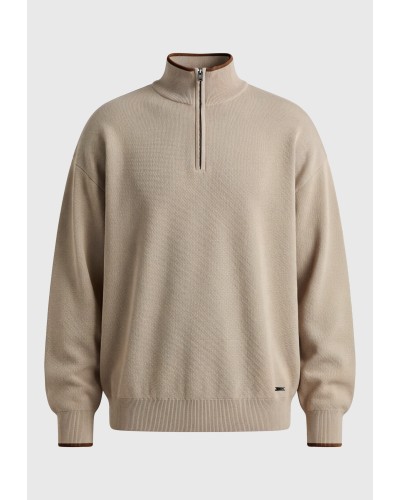 FUNKY BUDDHA HALF ZIP KNIT FBM014-017-09 BEIGE