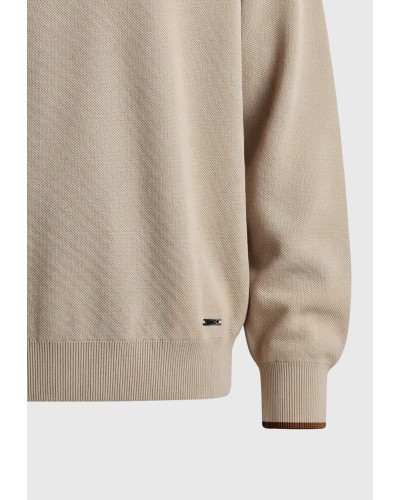 FUNKY BUDDHA HALF ZIP KNIT FBM014-017-09 BEIGE
