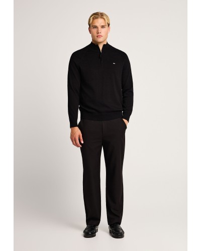 FUNKY BUDDHA HALF ZIP KNIT FBM014-003-09 BLACK
