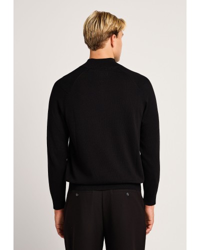 FUNKY BUDDHA HALF ZIP KNIT FBM014-003-09 BLACK