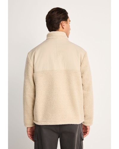 FUNKY BUDDHA JACKET SHERPA FLEECE FBM014-019-01 MILKY GREY
