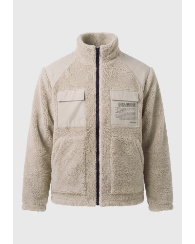 FUNKY BUDDHA JACKET SHERPA FLEECE FBM014-019-01 MILKY GREY