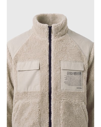 FUNKY BUDDHA JACKET SHERPA FLEECE FBM014-019-01 MILKY GREY