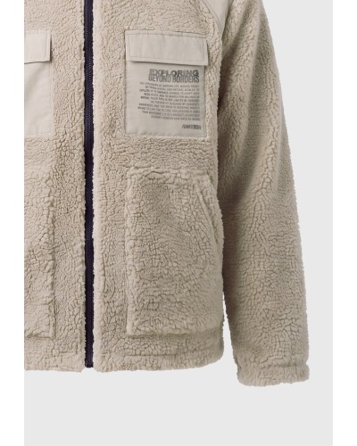 FUNKY BUDDHA JACKET SHERPA FLEECE FBM014-019-01 MILKY GREY